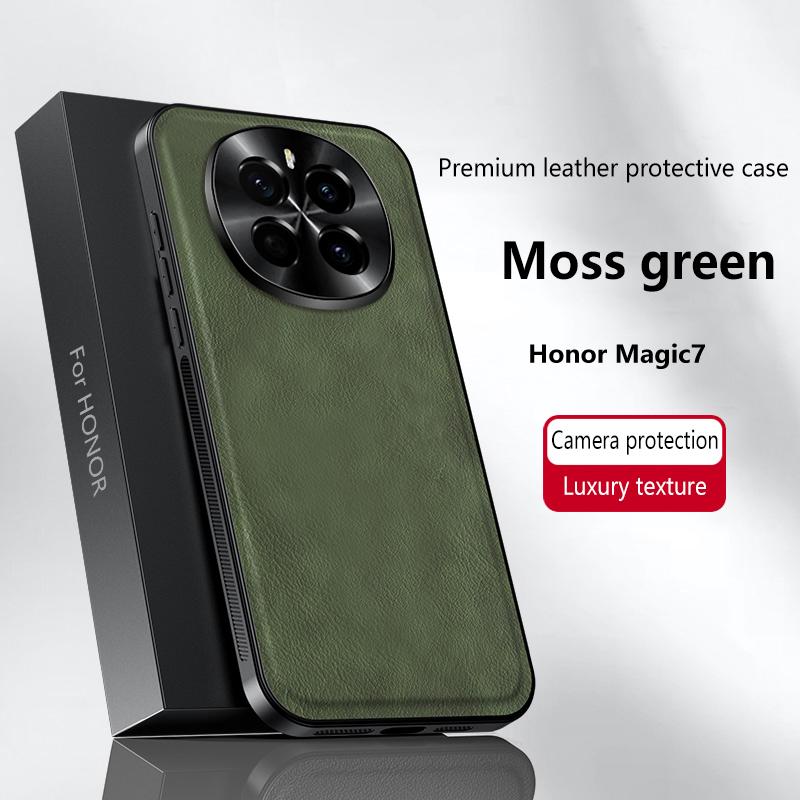 For Honor Magic 7 and Magic 7 Pro Case Magnetic Elegant Leather Wear-Resistant Lens Fully Covered Non-Slip Grip Edge Cover Shell