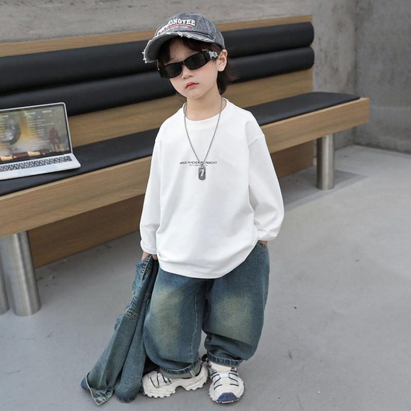 Jungen Denim 3-teiliges Set Langarmjacke Hose Innenoberteil Lässiges Outfit Kinder 4-8 Jahre