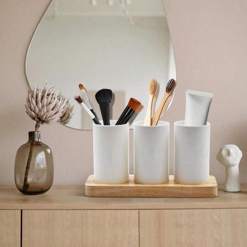 4 Pieces Practical Wood Base Chopsticks Storage Rack High-grade White Spoon Fork Drain Box Drying Flatware Organizer for Kitchen