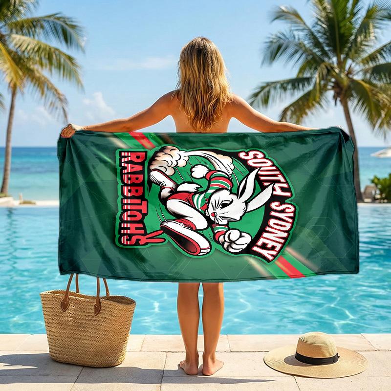 South Sydney Rabbitohs Fashion Beach Towel Portable Soft Quick Dry Towel For Swimming Camping Holiday Use