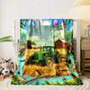 Green Tractor Farm Scene Blanket bedroom Blanket for Livingroom Couch lunch break Soft throw for Friend's festival Gift