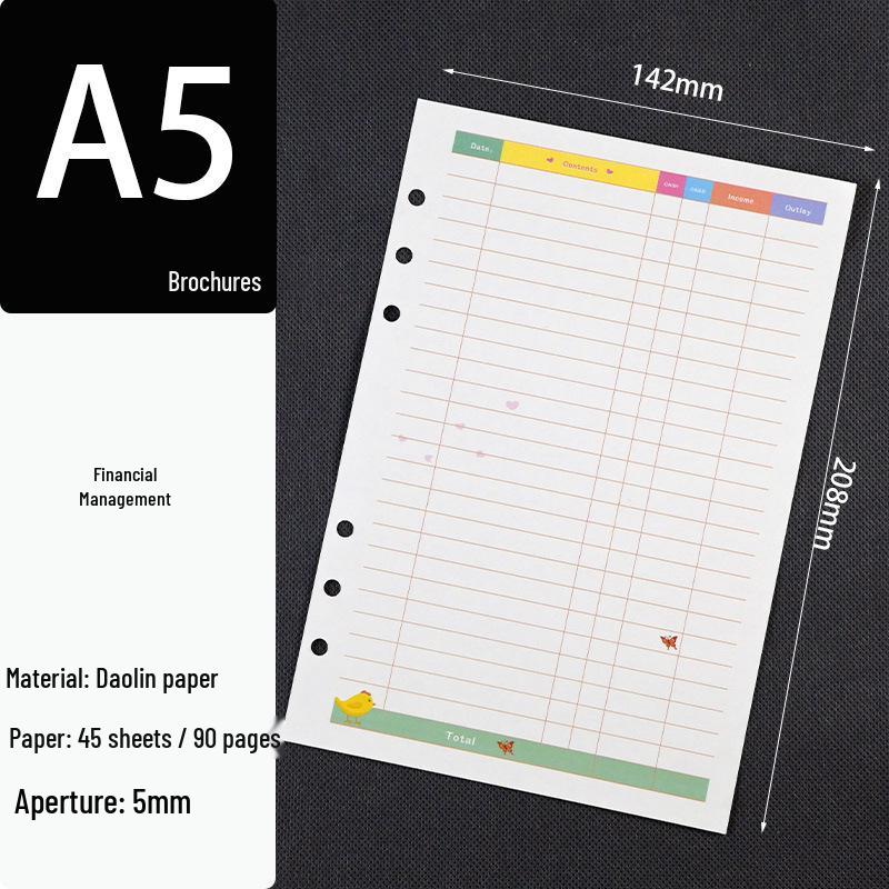 A6 Loose-Leaf Binder Refill: 6-Hole Planner & Budget Notebook Sheets