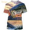 Summer Men's Short Sleeve 3D Printed Fish Hunting Pattern Design T-shirt Special T-shirt