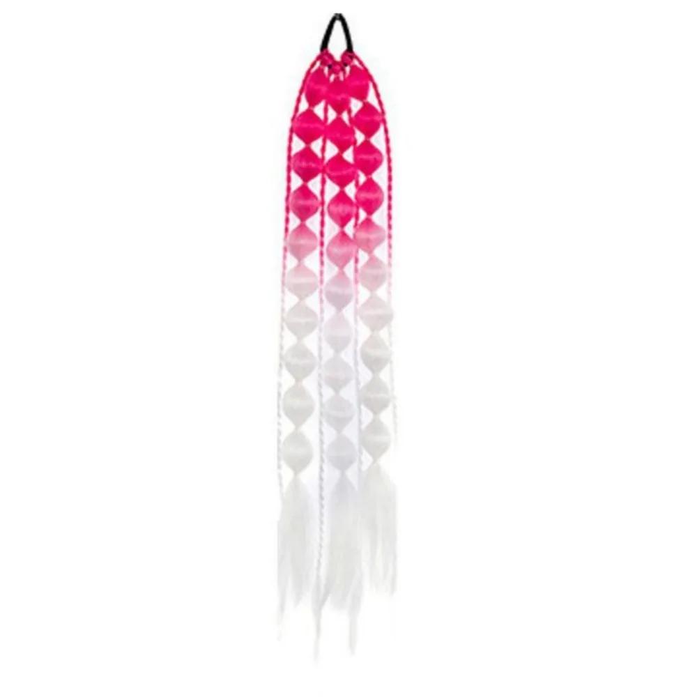 20" Colored Hair Extensions Lightweight with Hair Tie Kids Bubble Ponytail Extension Fashion Women Handmade Braided