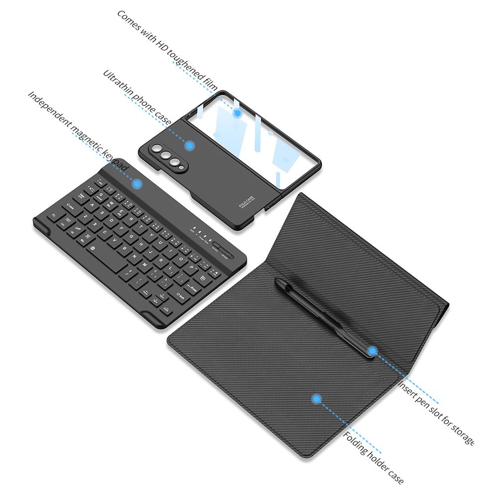 Folding Leather Case For Samsung Galaxy Z Fold 4 3 Phone Cover Magnetic Keyboard Kickstand Hard Plastic S Pen Slot Case No S Pen
