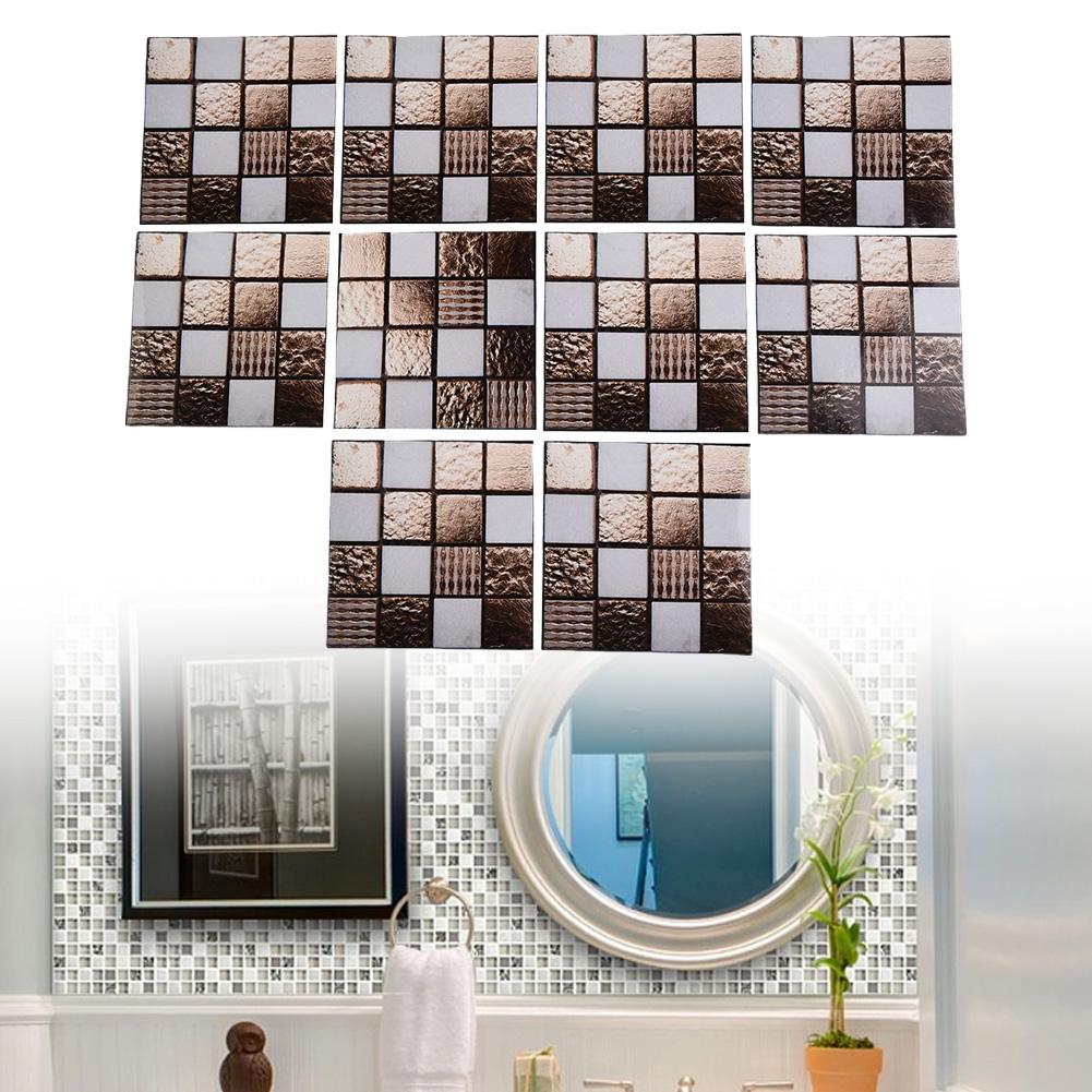 Easy To Clean Bathroom Mosaic Sticker Wall Tiles 10x10 Cm Value Pack of 10