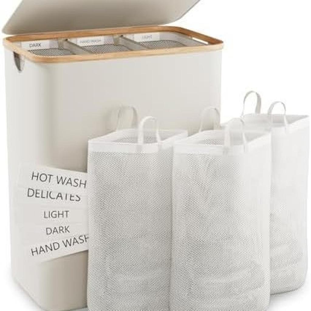 Wood Laundry Hamper Foldable With Lid & Liner Bag Storage Basket