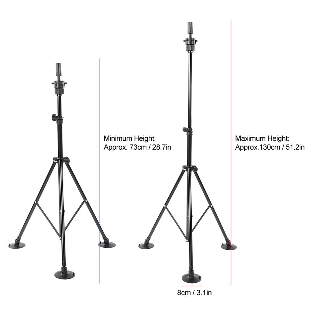 Wig Head Stand Mannequin Tripod Adjustable Hairdressing False Head Mold Stand BracketBlack