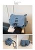 Korean Style Denim One-Shoulder Bag with Drawstring, Large Capacity Crossbody for School and Travel