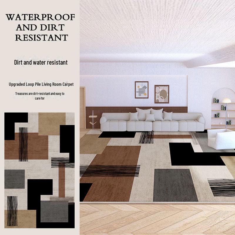 French Modern Luxury Black & White Plaid Carpet for Living Room & Bedroom