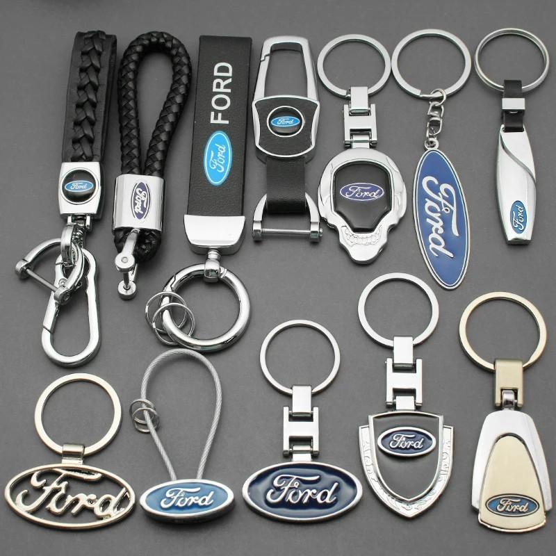 TVEI7 3DMetal/Leather Car Keychain Badge Emblem For Ford Fiesta Focus MK2 Mondeo Kuga Galaxy C-Max S-Max Key Chain Rings Accessories