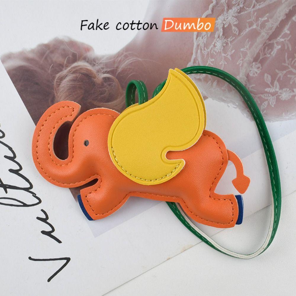 Animal Flying Wings Elephant Keychain PU Leather Bag Pendant PU Leather Hanger  Car Accessory