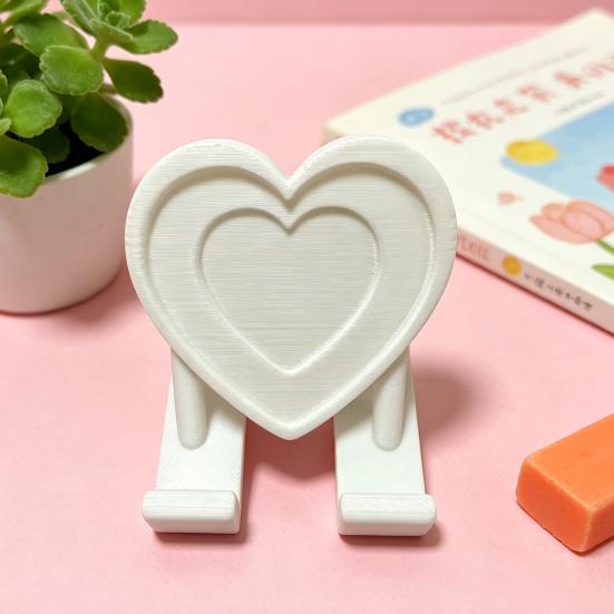 Heart Cell Phone Holder 3D Printed Love Heart Shaped Mobile Phone Stand Valentine's Day Gift for Home Office Desktop Decoration