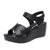 Kleine Übergröße 33-43 Weiche Lederschuhe Damen Mittelhohe Absätze Keile Sandalen 2025 Sommer Dicke Plateausandalen Büro Strand Mama