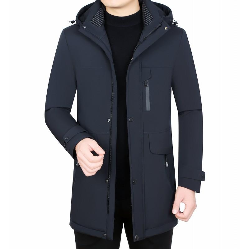 Mens Short Down Jacket Winter Warm Hooded Parka Middle-Aged Men Slim Fit Black Gray Coffee Navy