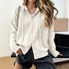 Women's Color Zip-Up Hooded Knit Cardigan Long Sleeve Sweater Jacket