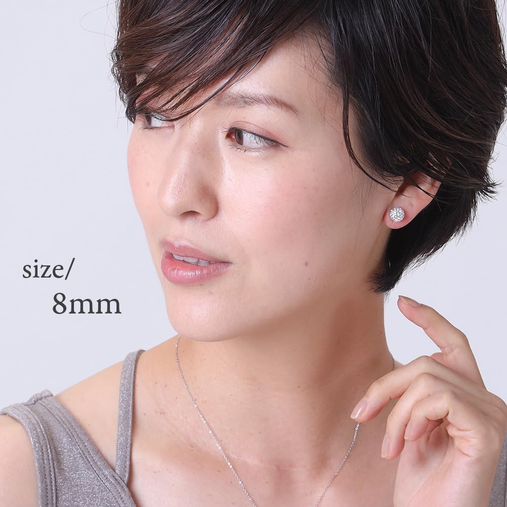 Hypoallergene 6mm Pave-Kugel Harz-Ohrringe für Gestochene Made in Japan [R-days Daikanyama] Nicht-Gestochene Frauen, Ohrringe, Schmerzlos, Schlicht, Stilvoll,