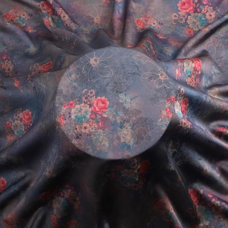 Chinese-style Imitation Silk Cloud Gauze High-end Fabric Soft Cotton Silk Printed Fabric DIY Cheongsam Dress Hanfu Clothing