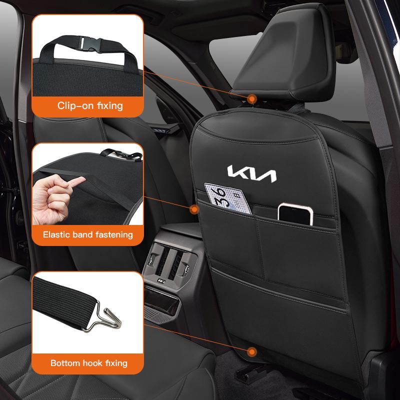 1Pcs Car Seat Anti-Kick Mat With Pocket Protective Cover Pad For KIA K9 Sorento EV6 RIO Ceed Sportage Carnival Niro Soul Cerato