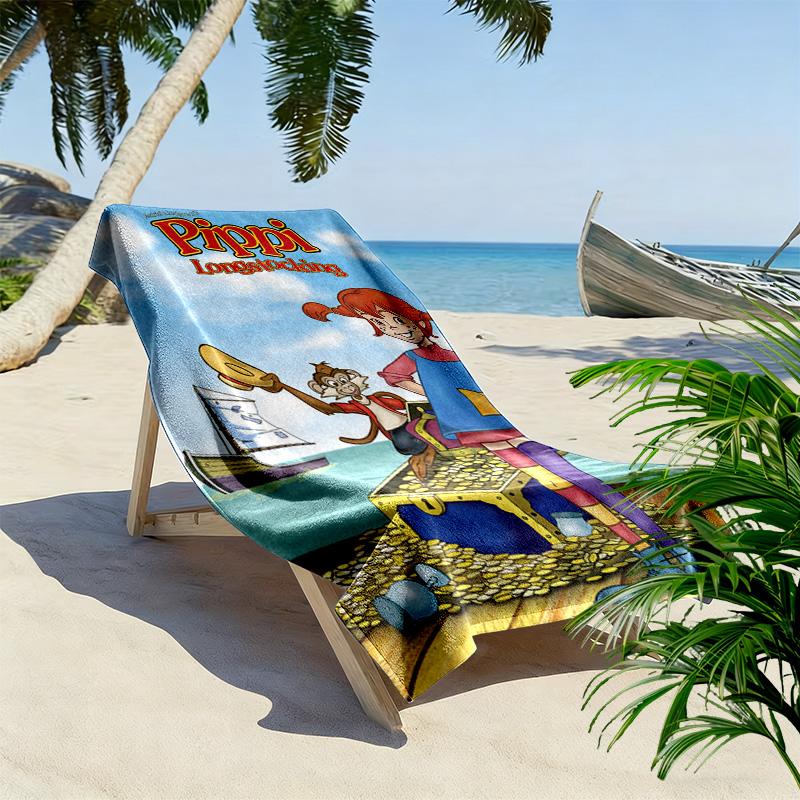 Pippi Longstocking 2D Flat Print Beach Towel, Large Soft Quick Dry Towel for Beach Camping SwimmingXSTJ0915460