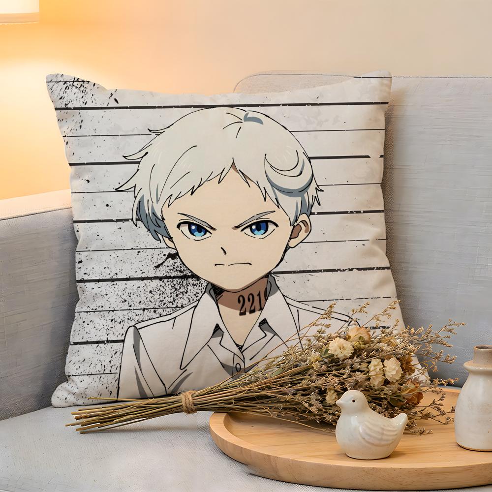 Cushion Cover Linen SkinFriendly Soft Decorative Case For Sofa Home Decor Cute Anime The PPromised Neverland Pillow Cover