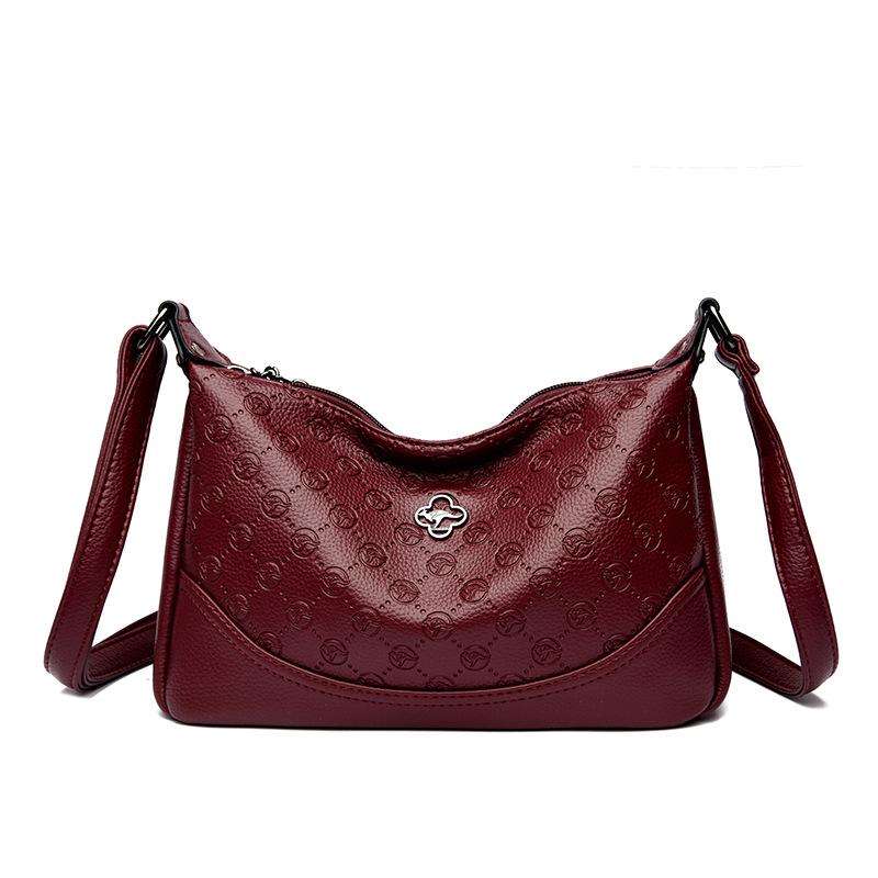 Embossed Crossbody Bag Women's Single-shoulder Bag Middle-aged Women's Mother Bag