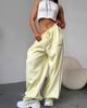 Damen High Waist Weite Beine Jogginghose Gerade Beine Hose Gestreifte Seite Zweiwege-Tragbar Kordelzug Jogginghosen Amerikanische Lässige Sporthosen