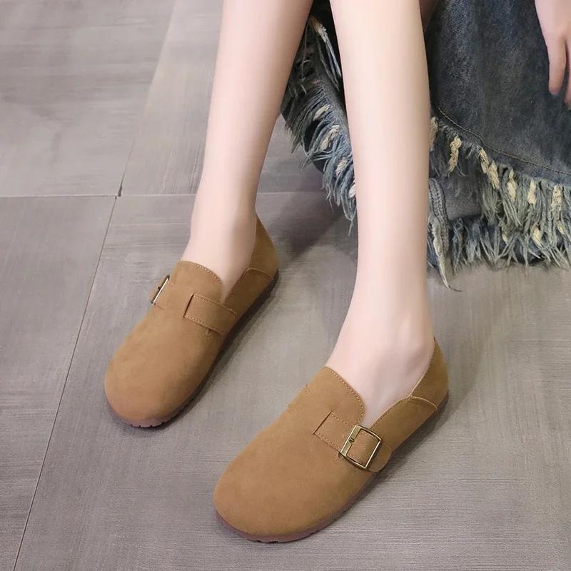 Fashion Shoes for Women 2024 Hot Sale One Kick Women Flats Autumn Round Toe Solid Solft Sole Casual Comfortable Flat Office Ladies Shoes