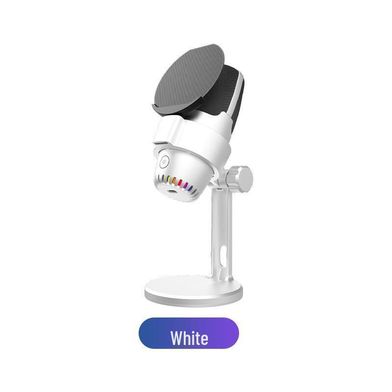 RGB USB Desktop Microphone with One-Key Noise Reduction for Gaming and Live Broadcasts