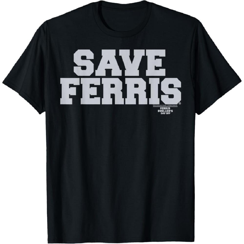 

Ferris Bueller s Day Off Save Ferris Gray Typography Graphic T-Shirt XXXXXL чёрный