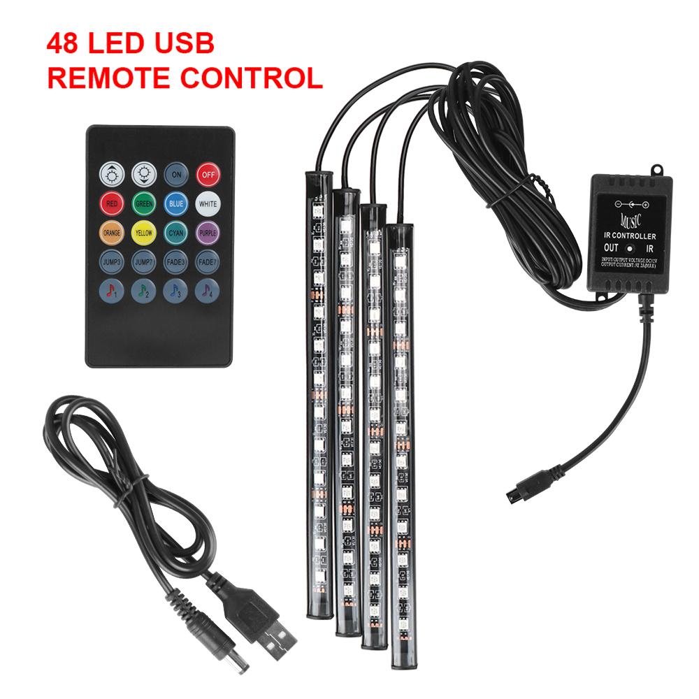 Automotive Interior Decorative Lights LED Car Foot Light 24/36/48/72 LED Atmosphere Lamp Ambient Lamp Remote/Voice Control