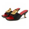 Fashion Women's Multicolor Sexy Peep Toe Metal Decor Slippers Novel Strange Style Medium Heel Slippers Hot Chick Street Trend Slippers