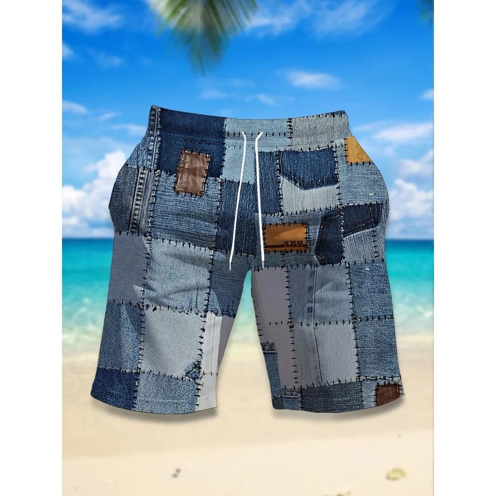 Fashionable Comfortable Plus Size Drawstring Loose 3D Shorts Men Creative Summer Leisure Holiday Cool Daily Versatile Shorts