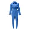 Women's Solid Color Workwear Style Short Sleeve Top Lace-Up Shorts Two Piece Set