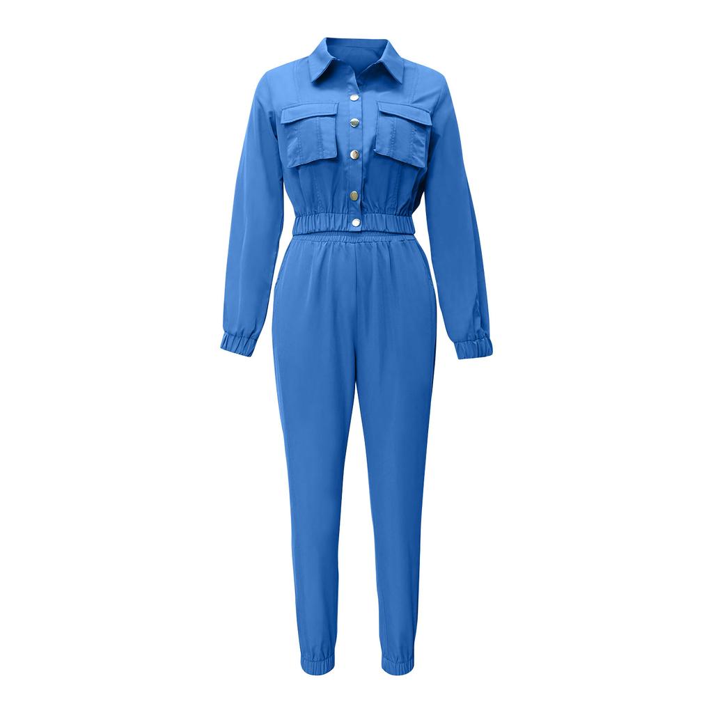Women's Solid Color Workwear Style Short Sleeve Top Lace-Up Shorts Two Piece Set