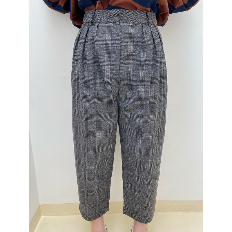 

Miss Biggie Fashion Plus Size Chubby Girl Slim Looking Easiest for Match Ultra High Waist Gingham Cropped Tappered Pants Daddy Pants Gray lattice L