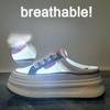 Summer Half-support White Shoes New Style for Female Students Thick Sole Heightened Mesh Breathable and Casual