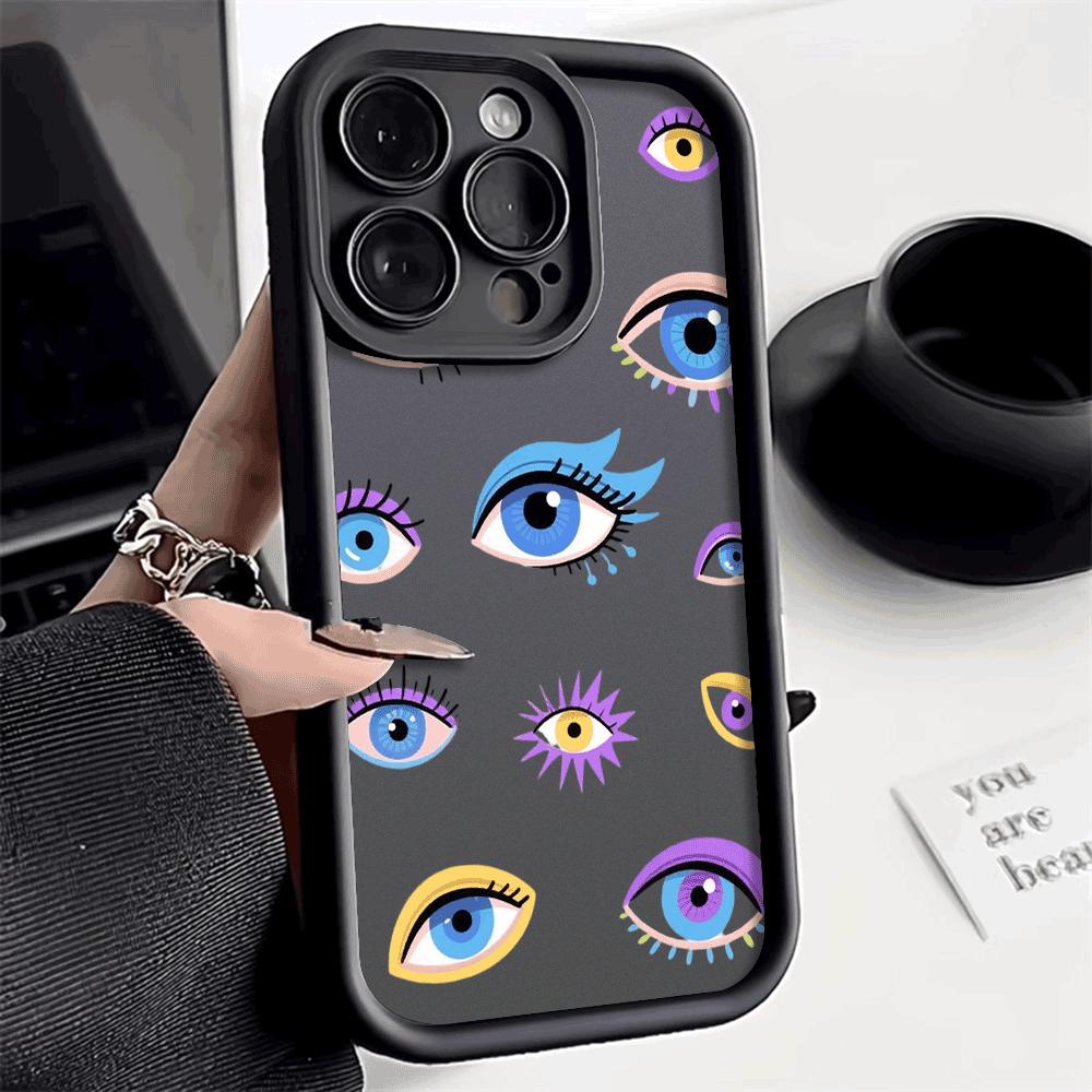 Colorful Whimsical Eye Illustrations Phone Case for iPhone 16 15 14 13 12 11 Pro Max Plus Anti Scratch, Gel Flexible Protective