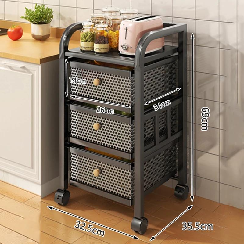 Bar Trolley Cart Kitchen Shelf Breathable Fruit Basket Corner Multi-Layer Rack Storage Rack Wine Trolley Bar Cart For Kitchen