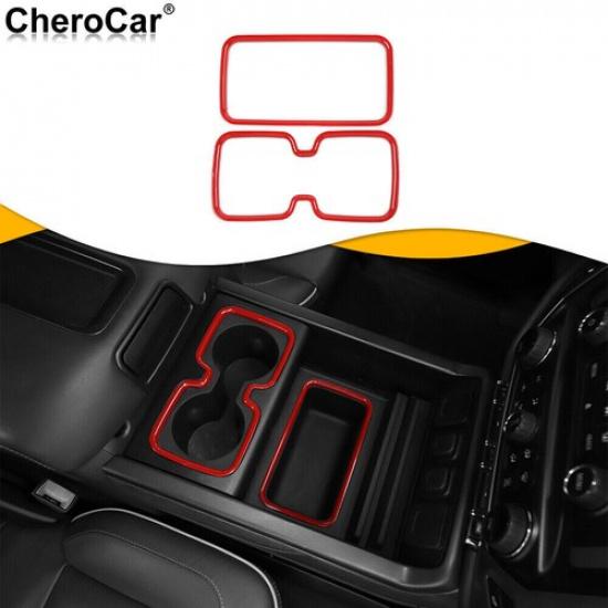 Center Storage Cup Holder Frame Trim Cover For Chevy Silverado/ Sierra 14-17 Red