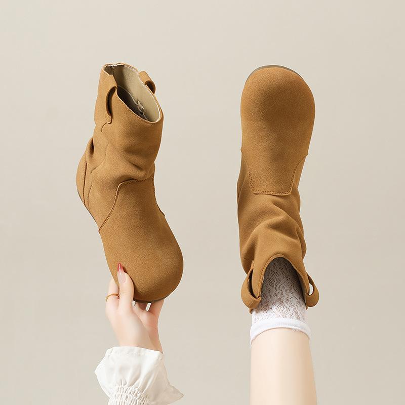 Vintage Lazy Wind Western Pile Boots Women's Autumn and Winter New Martin Boots Women's Knight Boots Short Boots Boots