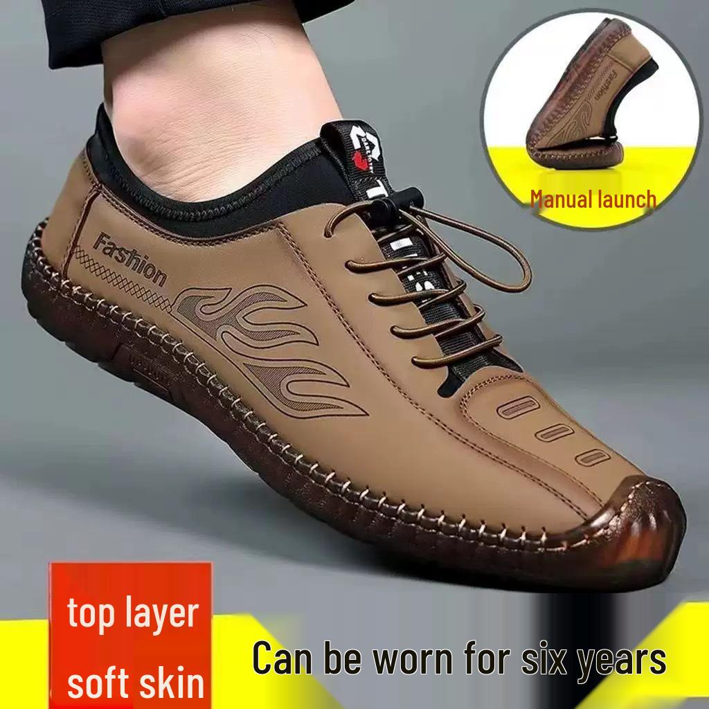 Men's Summer Breathable Leather Sandals - Lightweight, Soft Sole, Versatile Casual Shoes for Fashionable Comfort