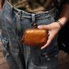 Dual Slot PU Leather Coin Purse Coffee Brown Unisex Anti-wear Compact Pouch for Shopping Trip Mini Card Key Holder