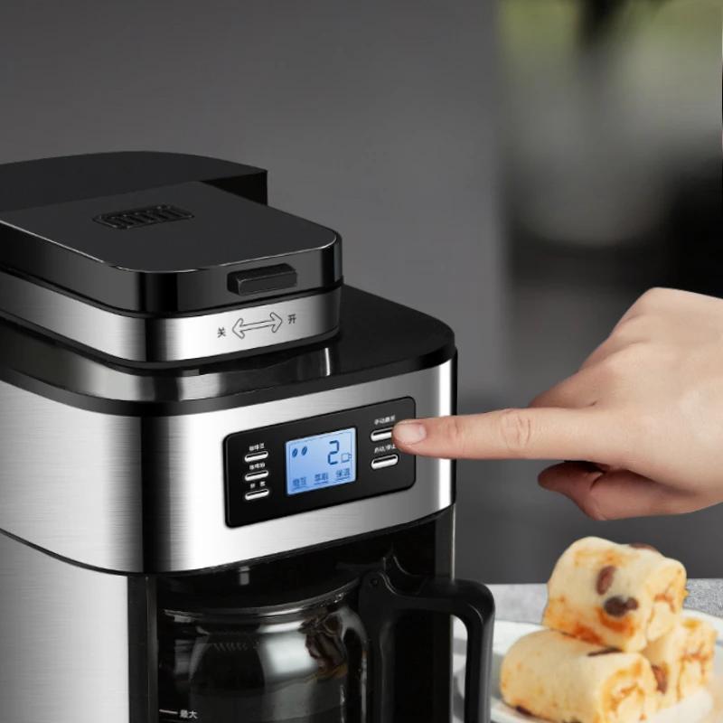 Cafetera de Goteo 220V para el Hogar Automática Pantalla LED Molinillo de Granos Molienda Fresca Café Té Leche