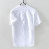Men's Baggy Cotton Linen Solid Short Sleeve Button Retro T Shirts Tops Blouse
