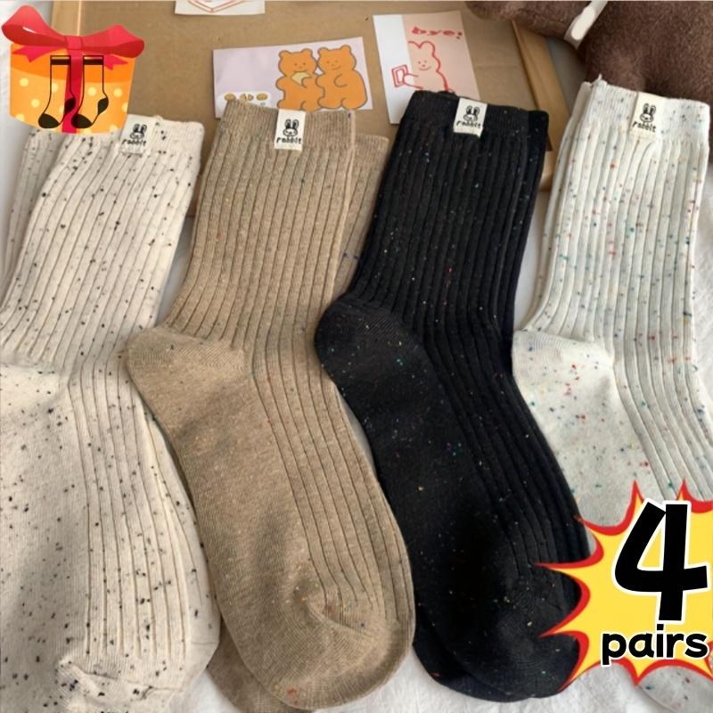 

4 пары женских всесезонных носков средней длины, удобные и дышащие, для улицы и повседневной носки, спортивные носки One-size