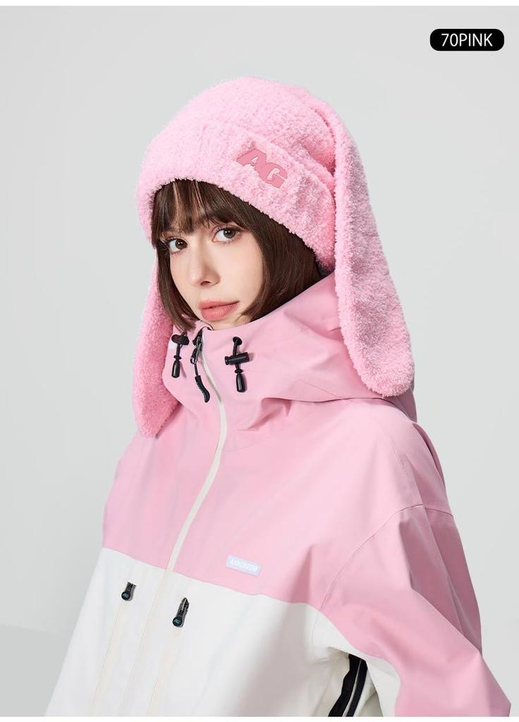 Ash Greem Rabbit Ear Knit 5 Colors Perfect for and Bunny Ear Knit Cap with Fluffy Women's Cap, AGAP-3605, 30BLUE, Available, Skiing, Snowboarding,