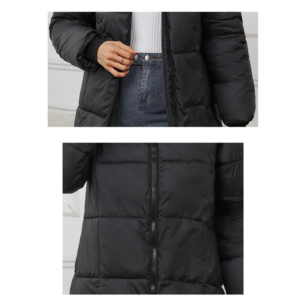 2025 Winter Damen Kapuzenparka, Mittellang Slim Fit Thermobaumwollmantel mit Daunenfüllung, Warme gefütterte Winterjacke für kaltes Wetter