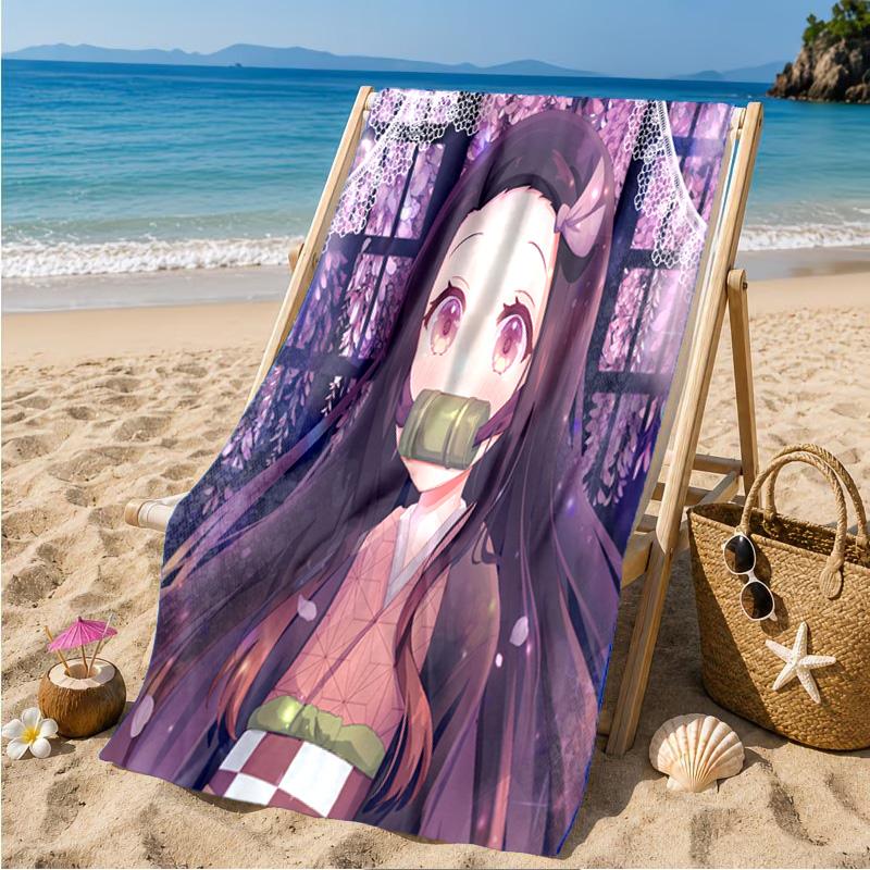 Demon Anime Group Beach Towel Microfiber Beach Towel, Lightweight and Quick-Dry, for Summer Travel, Swimming Pool Fan Birthday Gift