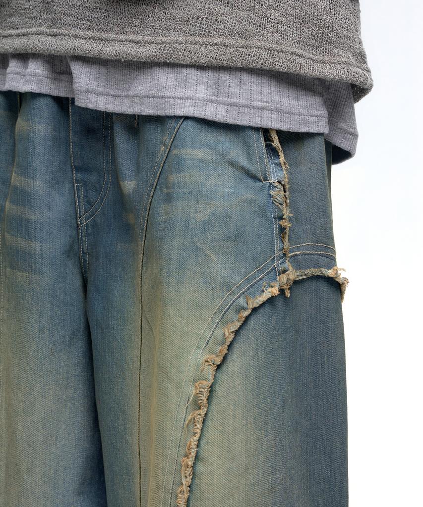 Aleseueseussi Incision Washing Denim Bermuda Pants - Light Denim